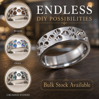 Großhandel 8mm Titanring-Rohling mit Vertiefungen für DIY-Steineinlage Ehering Schmuck