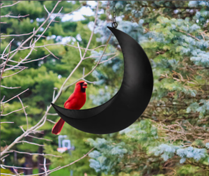 Moderno Adorno Colgante de Luna, Comedero para Pájaros de Metal Negro para Jardín Exterior, Decoración de Cardenales, Decoración para el Hogar y el Jardín - Product Image 1