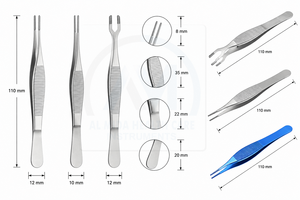 Pinzas para tejidos oftálmicos de 10 cm, instrumentos quirúrgicos para ojos de acero inoxidable, herramienta de microcirugía con dientes finos - Product Image 5