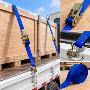 Sangle d'arrimage à cliquet en polyester 25 mm 800 kg haute résistance pour la sécurisation des marchandises – Fournisseur OEM d'équipements logistiques - Product Image 2
