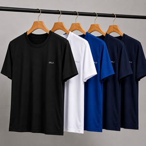 T-shirt unisexe à manches courtes à séchage rapide et léger pour homme, motif lettres, col rond, coupe décontractée, longueur standard, en jersey tricoté en soie glacée - Product Image 2