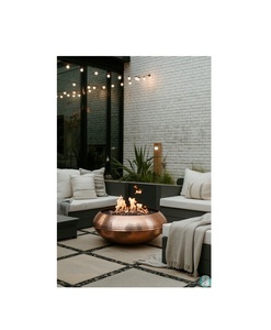 Brasero extérieur en cuivre fait main, bol chauffant en métal durable, centre de table élégant pour jardin et patio, idéal pour les soirées en famille - Product Image 2