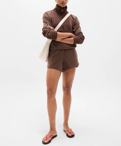 OEM 2 Piece Loungewear Regular Fit Half <b>Zip</b> Sweatshirt and Shorts Soft Fleece Tracksuit Activewear Streetwear Vintage Jogger Set - Product Image 4
