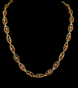 Classic Barrel Bead <b>Gold</b> <b>Chain</b> Necklace Premium Traditional <b>Gold</b> Jewelry - Product Image 3