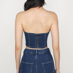 Vestido sin tirantes sexy con abertura y estampado estilo urbano de algodón de alta calidad para mujer al por mayor - Product Image 6