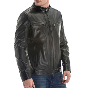 Wholesale Casual Style Top Quality Mens Stylish <b>Leather</b> <b>Jacket</b> Best Selling <b>Long</b> Sleeve Zipper Style <b>Leather</b> <b>jacket</b> for men - Product Image 6