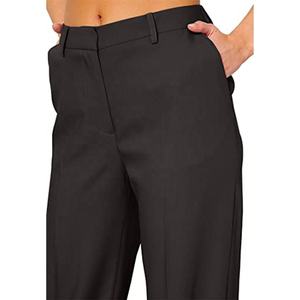 Pantalones de Vestir Formales de Cintura Alta para Mujer, Color Negro, Corte Acampanado, Frente Plano, Estilo Casual para Negocios - Product Image 4