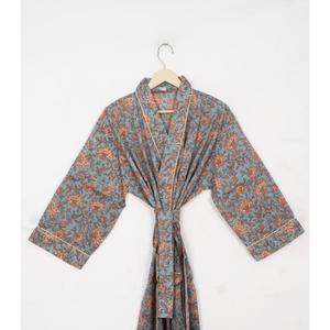 Robe Kimono Longue en Coton Grande Taille à Col en V, Sexy et Respirante, à Manches Imprimées Numériquement, Motif Floral, Robe de Nuit d'Été, Robe de Demoiselle d'Honneur - Product Image 3
