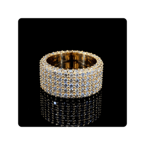 Anillo de Diamantes CVD de Cinco Líneas Estilo Hip Hop de Lujo, Chapado en Oro sobre Plata 925, Joyería de Alta Gama - Product Image 1