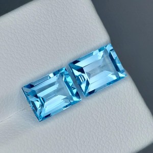 Par de Topacios Azules Cielo Natural, Corte Esmeralda, Piedras Preciosas Sueltas, Par a Juego para Joyería, Certificado IGI, Proveedor Mayorista - Product Image 5