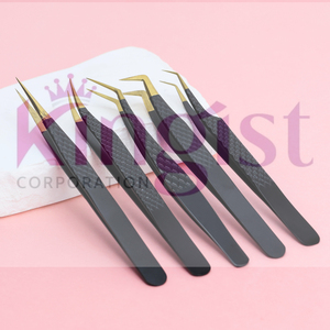 Best Selling High Quality Stainless Steel Eyelash Tweezers Set Pointed Strong Grip custom Color Hand-tested Sustainable Steel - Product Image 4