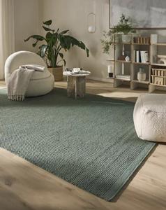 Tapis Durrie en laine fait main, tissé à la main, écologique, épais, vert, abstrait, durable, moderne, anti-bactérien - Product Image 4