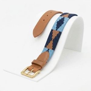 Ceinture Polo Homme en Cuir Véritable Style Gaucho Argentin Marron Bleu Brodé en Cuir de Vachette avec Boucle en Alliage, Décontractée, Équestre, 3,5 cm x 120 cm, Durable - Product Image 3