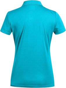 <b>Women's</b> <b>Turquoise</b> Short Sleeve Polo Shirt Solid Color Breathable Knitted Casual Sport <b>Top</b> - Product Image 2
