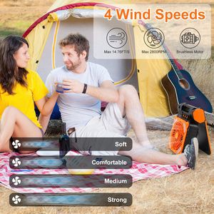 Linterna LED Recargable de 5200mAh, Ventilador Solar para Camping, Banco de Energía Portátil de Emergencia con 4 Velocidades de Viento y 3 Niveles de Iluminación - Product Image 3