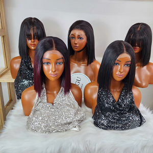 Combo 5 Cheveux Humains Vietnamiens Vierges Hai Bob pour Lace Front, Dentelle Transparente, Closure Longue Double Drawn, Noir, Bonnet Moyen - Product Image 2