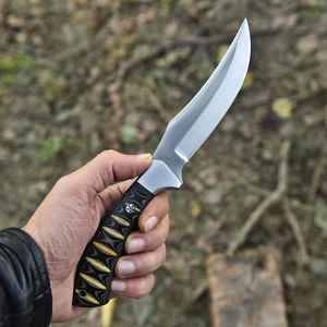 Couteau de chasse en acier Damas 2026 en gros, fait main, manche en corne de cerf, étui en cuir fin, couteau à lame fixe style Viking, OEM - Product Image 4