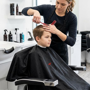 Cape de coiffure professionnelle en PU, résistante à l'eau, avec fermeture à nouer réglable au cou - Product Image 6