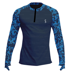 Rashguard Muay Thai personnalisé pour hommes avec col zippé manches longues de haute qualité et trous pour les pouces - Product Image 3