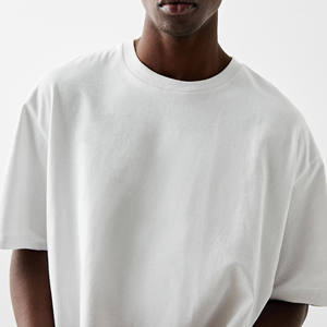 Men's Boxy Fit 100% Cotton T-Shirt 220gsm Heavy <b>Weight</b> O-Neck Custom Logo Print High Quality - Product Image 3
