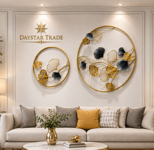 Escultura Metálica de Pared Daystar Trade, Diseño Floral Rectangular en Dorado y Negro, Decoración Moderna para Sala de Estar, Aniversario, 2 Piezas - Product Image 3