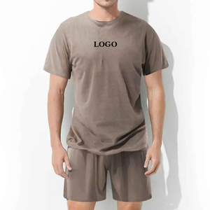 Ensemble T-shirt et short d'été pour homme en coton écologique vintage - Product Image 2