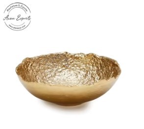 Bol décoratif de luxe, design asymétrique en forme de vague, finition extérieure noire mate, finition intérieure dorée, durable, élégant, accent de décoration pour la maison - Product Image 6