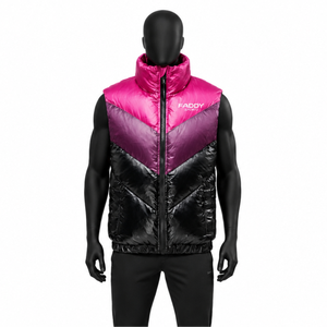 Custom Shiny Gradient Chevron Puffer Vest Winter Warm Sleeveless Quilted Jacket for Men <b>Women</b> Windproof Outdoor Padded <b>Waistcoat</b> - Product Image 1