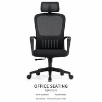 Chaise de bureau moderne noire en maille avec dossier haut en maille, accoudoirs fixes, siège rembourré et base à cinq étoiles pour mobilier de bureau