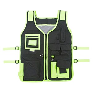 High Visibility Safety Vest Black Orange Reflective Multiple Pockets <b>Adjustable</b> <b>Straps</b> Work Utility Vest - Product Image 2