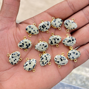 Freeform Dalmatian Jasper Double Link Connecteurs Résultats En Gros Bijoux Artisanat Fournitures - Product Image 4