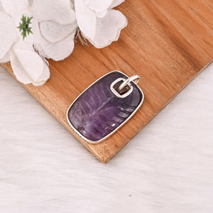 Pendentif en argent sterling 925 avec améthyste naturelle, bijoux en argent antique, fournisseur direct pour mariages, pendentifs et breloques raffinés - Product Image 4