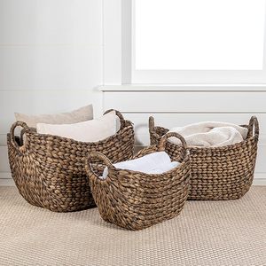 Vietnam Handmade Handwoven Water Hyacinth Eco-Friendly Storage Basket Modern Storage Organizer Wholesale Manufacturer - Product Image 1
