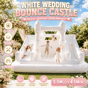 Château gonflable commercial blanc <span class=keywords><strong>pour</strong></span> mariage avec toboggan, idéal <span class=keywords><strong>pour</strong></span> les événements et la location de fêtes - Product Image 1