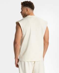 Wholesale Men’s Oversized Sleeveless T Shirt 100% Cotton Heavyweight Streetwear <b>Tank</b> <b>Top</b> Ribbed Crew Neck Custom Branding Casual - Product Image 2