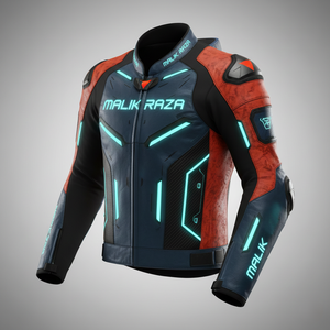 Veste de moto en cuir véritable par MALIK RAZA |   Sécurité renforcée par triple couture |   Équipement de protection pour cavalier professionnel - Product Image 1