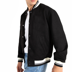 เสื้อแจ็คเก็ตเบสบอลแบบมีแขนหนังปักลายตามสั่งขายส่ง เสื้อแจ็คเก็ต Letterman Bomber สำหรับผู้ชาย เสื้อแจ็คเก็ต Varsity แบบเปล่า OEM - Product Image 5