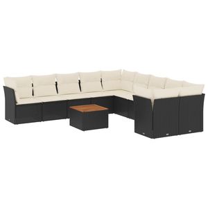 Grand ensemble de canapés de jardin en polyrotin blanc crème et noir - Product Image 2