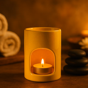 Bruciatore di Oli Essenziali in Ceramica Minimalista Moderno, Diffusore di Fragranze Cilindrico, Scaldacera in Porcellana per Aromaterapia e Arredamento Casa - Product Image 3