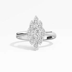 Bague Classique Femme en Moissanite Marquise, Sertie en Grappe, 0,67 ct total, Plaqué Rhodium, Or 10K 14K 18K, Vente en Gros, Fournisseur tiers - Product Image 6