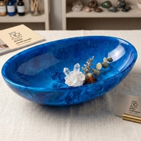 Handgefertigte Umweltfreundliche Moderne Acrylharz-Schale mit Individuellem Design, Oval, für Kalte Speisen, Obstsalat, Marmor-Textur, für Partys