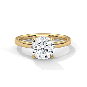 Round Cut Lab-Grown Diamond Engagement <b>Ring</b> In 14k Yellow Gold with <b>Thin</b> Band – Elegant Minimalist Solitaire Bridal <b>Ring</b> - Product Image 1