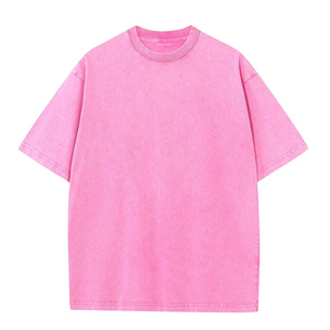 เสื้อยืดคอตตอนโอเวอร์ไซส์ทรงใหญ่ หนานุ่ม สไตล์วินเทจ ล้างสีแบบแอซิดวอช สำหรับผู้ชาย แฟชั่นลำลอง สตรีทแวร์ ดีไซน์เรียบๆ รับสกรีนลาย - Product Image 1