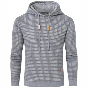 Sweat-shirt à capuche en tricot gaufré pour homme, coupe classique, décontracté, pour l'automne, couleur marron, disponible à la vente en ligne maintenant à prix réduit - Product Image 4