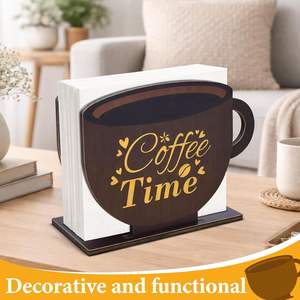 Porta Servilletas de Madera con Diseño de Taza de Café, Estilo Rústico para Cafetería, Cocina, Estación de Café, Dispensador de Servilletas - Product Image 2