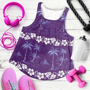 Custom Hawaii Women's Tank <b>Top</b> Scoop Neck Floral Print Breathable Knitted Polyester Casual Sporty Back Logo Digital Printed - Product Image 2