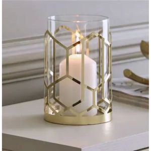 Portavelas de Cristal y Metal Dorado de Diseño Geométrico Moderno, Acabado en Latón de Lujo, para Velas de Pilar, Decoración para Mesa de Boda y Hogar - Product Image 4