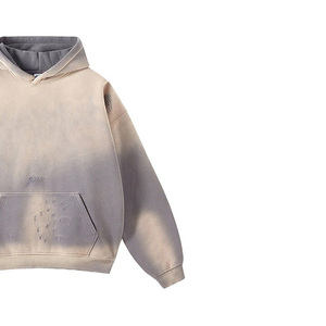 เสื้อฮู้ดดี้ผ้าฝ้าย 360GSM สไตล์สตรีทแวร์ วินเทจ ล้างสีแบบแอซิดวอช แต่งขาดๆ แบบคัสตอม เสื้อฮู้ดดี้เปล่าเนื้อหนา สำหรับวิทยาลัย ขายส่ง - Product Image 2