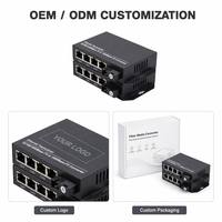 Konverter Media Fiber Ethernet 10/100M 1 SC Optik 4 Port RJ45 dengan Isolasi VLAN untuk Jaringan IP CCTV 20km