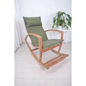 Poltrona d'accento moderno con schienale alto e imbottito in legno sedia a dondolo per spazi abitativi contemporanei con struttura in legno - Product Image 3